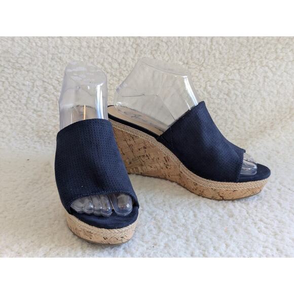 American Rag Womens Shira Peep Toe Special Occasion Platform Sandals Navy 8M - Picture 1 of 9